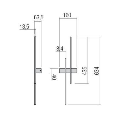 Redo 01-2745 - TANGENT LED-seinävalaisin 13W/230V, CRI 90, musta