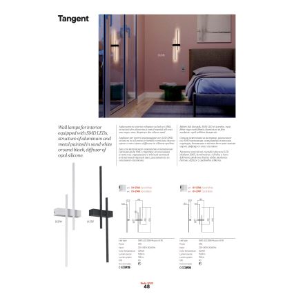 Redo 01-2746 - LED-seinävalaisin TANGENT LED/13W/230V CRI 90 valkoinen
