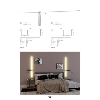 Redo 01-2746 - LED-seinävalaisin TANGENT LED/13W/230V CRI 90 valkoinen