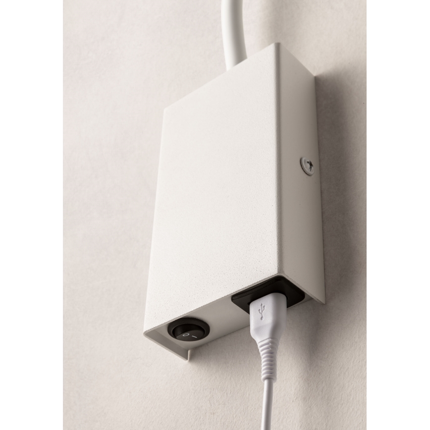 Redo 01-2754 - LED-seinävalaisin WALLIE LED/3W/230V USB CRI 90 valkoinen