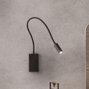 Redo 01-2755 - LED-seinävalaisin WALLIE LED/3W/230V USB CRI 90 musta