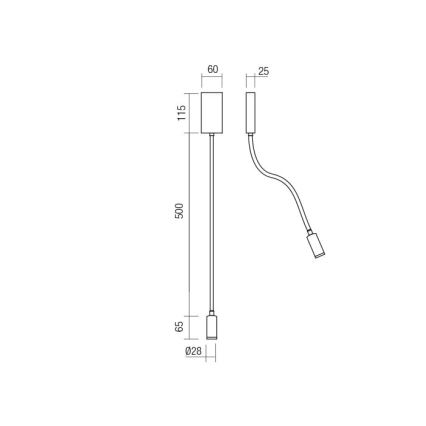 Redo 01-2755 - LED-seinävalaisin WALLIE LED/3W/230V USB CRI 90 musta
