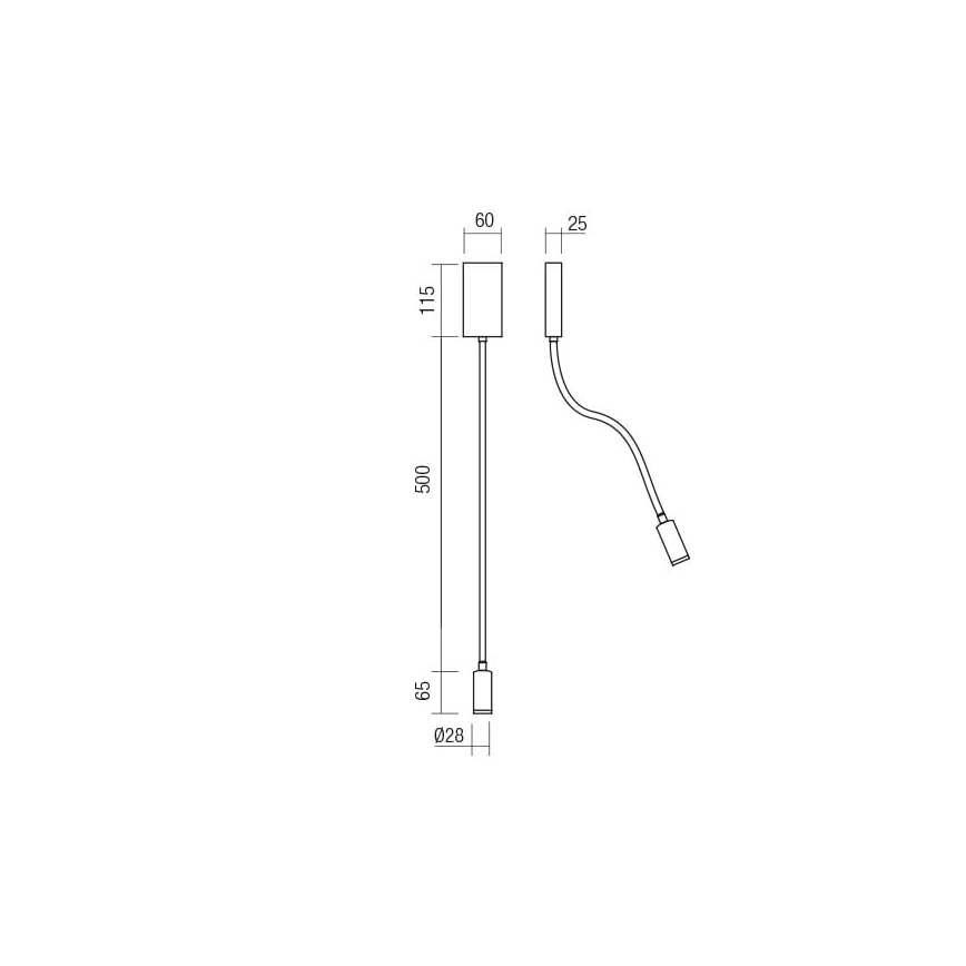 Redo 01-2755 - LED-seinävalaisin WALLIE LED/3W/230V USB CRI 90 musta