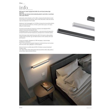 Redo 01-2767 - PLOT LED - seinävalaisin 35 W/230 V, 120 cm, musta