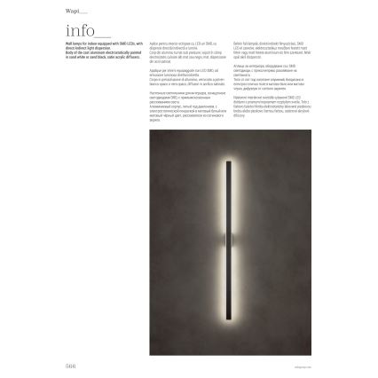 Redo 01-2769 - LED-seinävalaisin WAPI LED/23W/230V 90,5 cm musta