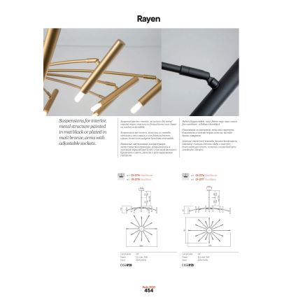 Redo 01-2776 - Riippukattokruunu RAYEN 16xG9/10W/230V pronssi