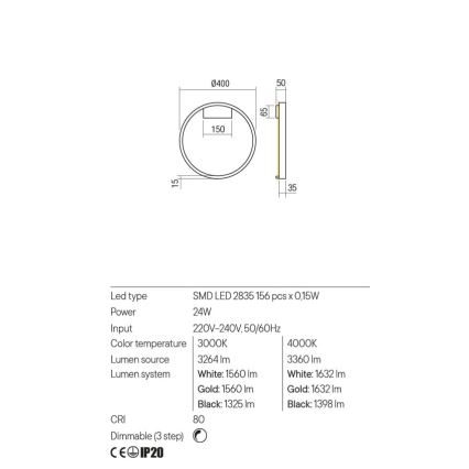 Redo 01-2819 - Himmennettävä LED-seinävalaisin FEBE LED/24W/230V musta
