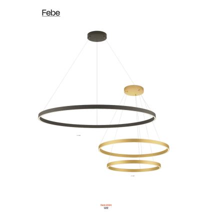 Redo 01-2889 - Himmennettävä LED-kattokruunu johdossa FEBE LED/62W/230V kulta
