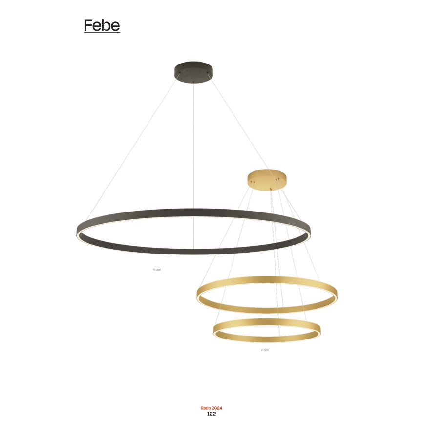 Redo 01-2889 - Himmennettävä LED-kattokruunu johdossa FEBE LED/62W/230V kulta