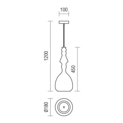Redo 01-2937 - AMBIX-riippuvalaisin ripustusvaijerilla, 1xE27/42W/230V, Ø 18 cm, kultainen