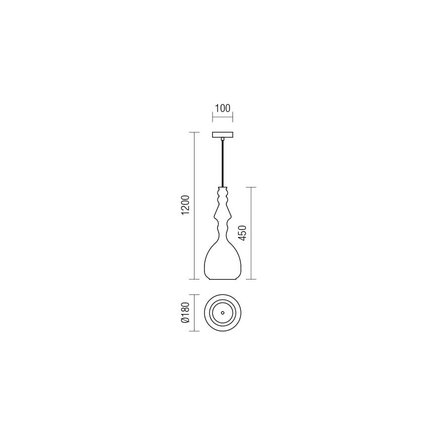 Redo 01-2937 - AMBIX-riippuvalaisin ripustusvaijerilla, 1xE27/42W/230V, Ø 18 cm, kultainen
