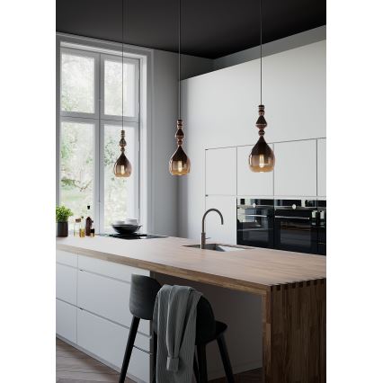Redo 01-2938 - Riippuvalaisin kaapelilla AMBIX, 1xE27/42W/230V, halkaisija 18 cm, harmaa