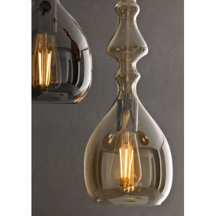 Redo 01-2939 - Riippuvalaisin kaapelilla AMBIX 1xE27/42W/230V, halkaisija 18 cm, ruskea