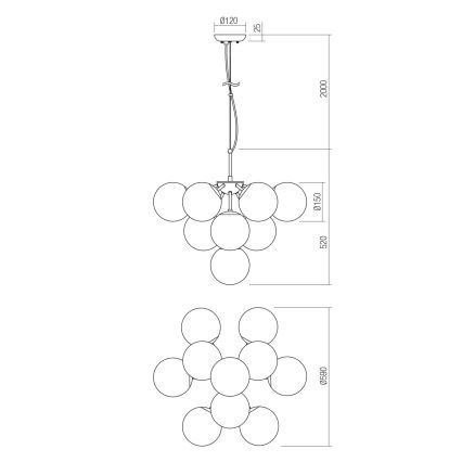 Redo 01-2940 - Kattokruunu johdossa AGAPE 10xE14/28W/230V kulta