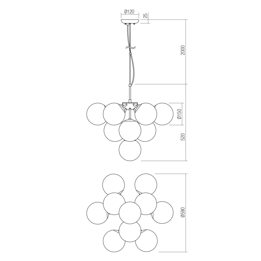 Redo 01-2940 - Kattokruunu johdossa AGAPE 10xE14/28W/230V kulta