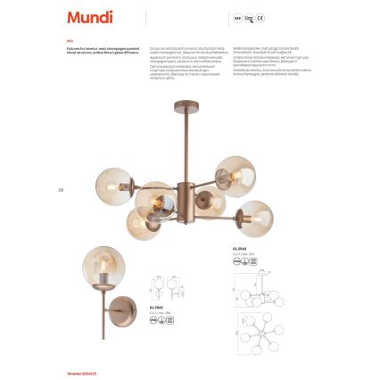 Redo 01-2942 - Seinävalaisin MUNDI 1xE14/28W/230V kupari