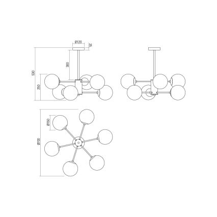 Redo 01-2943 - Riippukattokruunu MUNDI 6xE14/28W/230V kupari
