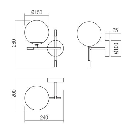 Redo 01-2945 - Seinävalaisin ESSENTIAL 1xE14/28W/230V vasen