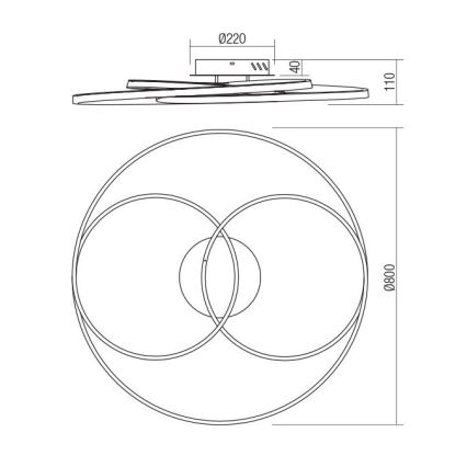 Redo 01-2973 - LED-kattovalaisin CENTRIX LED/92W/230V pronssi