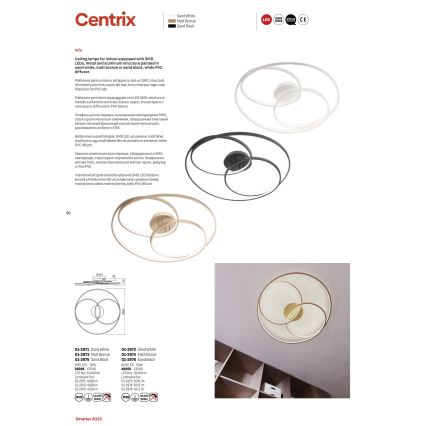 Redo 01-2975 - LED-kattovalaisin CENTRIX LED/92W/230V musta