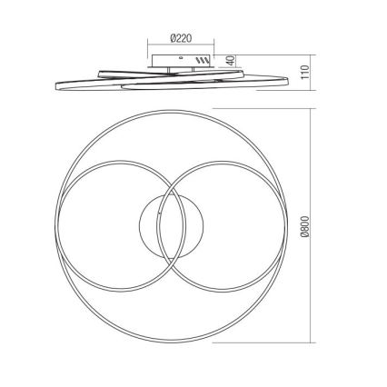 Redo 01-2975 - LED-kattovalaisin CENTRIX LED/92W/230V musta