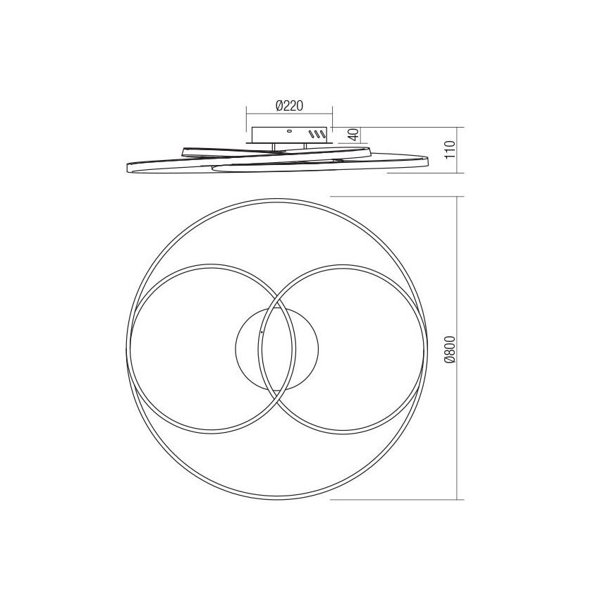 Redo 01-2975 - LED-kattovalaisin CENTRIX LED/92W/230V musta