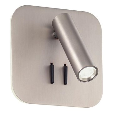 Redo 01-2978 - LED-seinävalaisin QUDA LED/6W/230V + LED/3W 3000K CRI 90 USB mattakromi