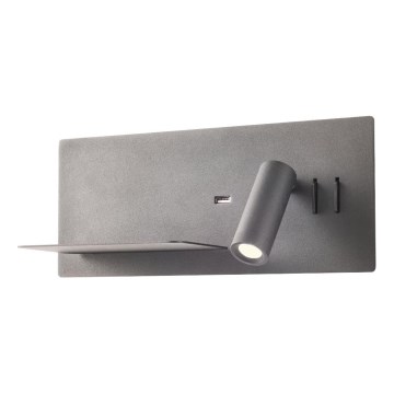 Redo 01-2985 - LED-seinävalaisin BROOK LED/8W/230V + LED/3W USB CRI 90 musta vasen