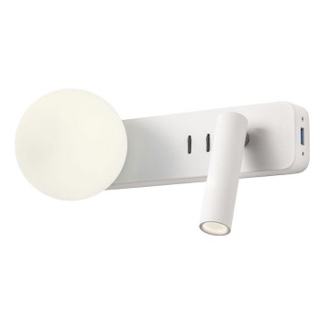 Redo 01-2991 - LED-seinävalaisin OASIS LED/3W/230V + 1xG9/10W USB CRI 90 valkoinen