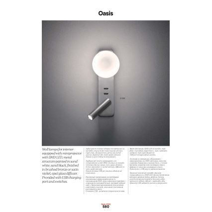 Redo 01-2992 - LED-seinävalaisin OASIS LED/3W/230V + 1xG9/10W USB CRI 90 pronssinvärinen