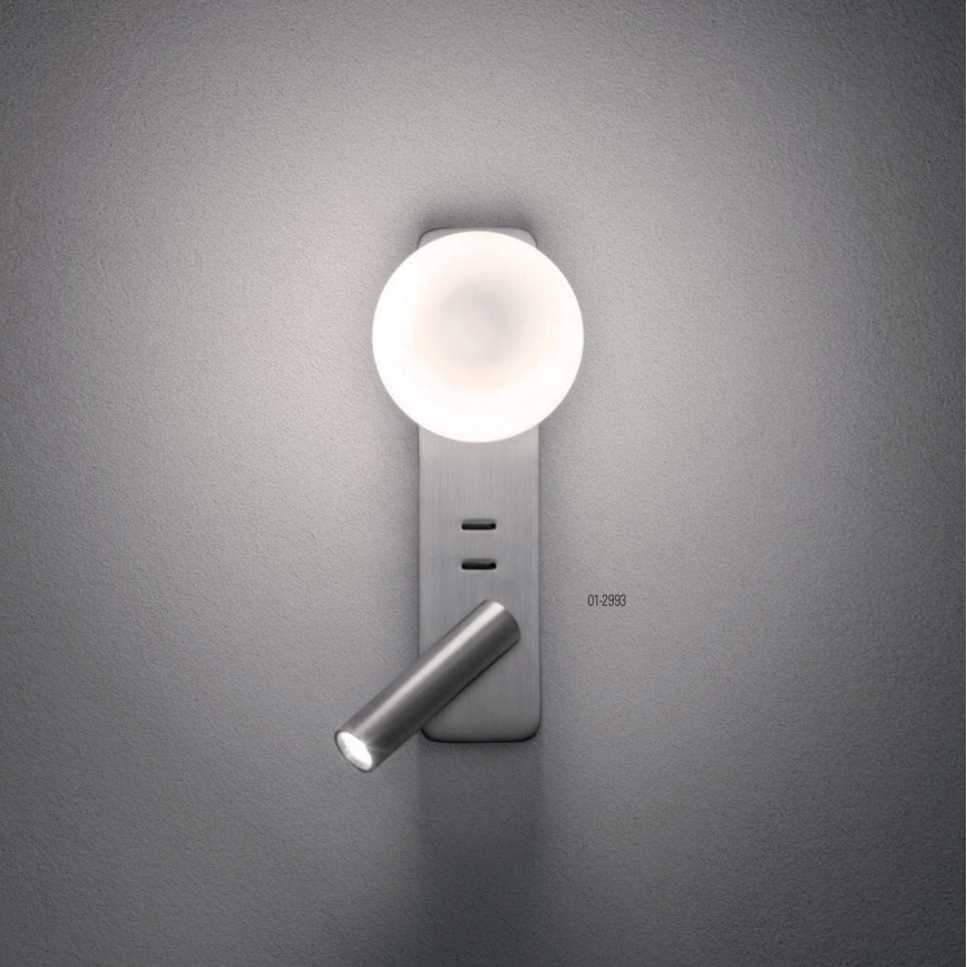 Redo 01-2993 - OASIS LED-seinävalaisin 3W/230V + 1x G9/10W, USB, CRI 90, kiiltävä kromi