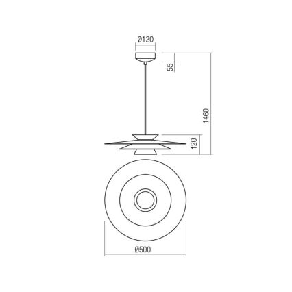 Redo 01-3003 - FARGO LED-riippuvalaisin vaijerilla LED/16,5W/230V CRI 90 Ø 50 cm beige/valkoinen