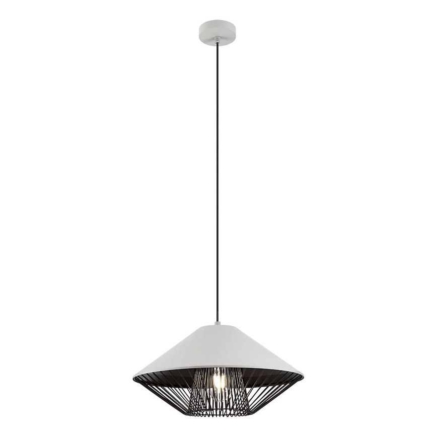 Redo 01-3004 - Riippuvalaisin vaijerilla GRILL 1xE27/42W/230V halkaisija 39,6 cm musta/valkoinen