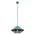Redo 01-3006 - GRILL-riippuvalaisin kaapelilla 1xE27/42W/230V, halkaisija 39,6 cm, musta/ turkoosi