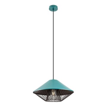 Redo 01-3006 - GRILL-riippuvalaisin kaapelilla 1xE27/42W/230V, halkaisija 39,6 cm, musta/ turkoosi