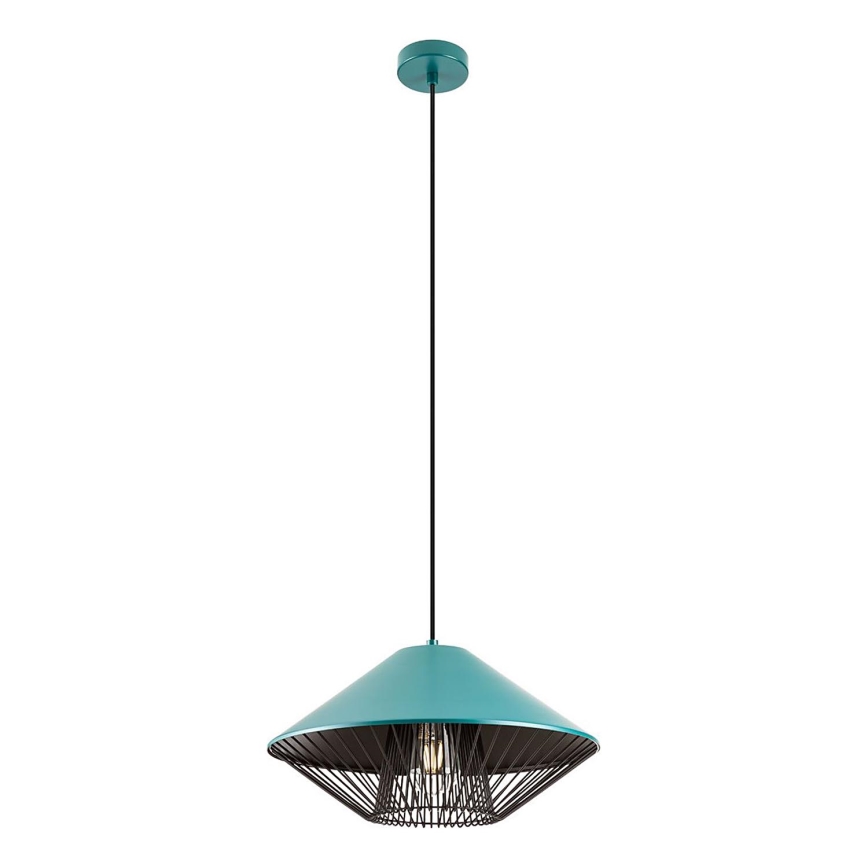 Redo 01-3006 - GRILL-riippuvalaisin kaapelilla 1xE27/42W/230V, halkaisija 39,6 cm, musta/ turkoosi