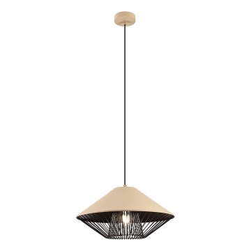 Redo 01-3007 - GRILL vaijerilla ripustettava riippuvalaisin 1xE27/42W/230V, halkaisija 39,6 cm, musta/beige