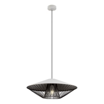 Redo 01-3008 - GRILL-riippuvalaisin vaijerilla 1xE27/42W/230V, halkaisija 49,5 cm, musta/valkoinen