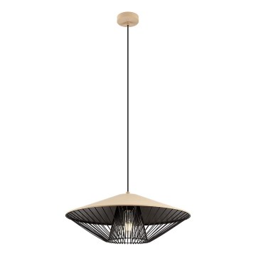 Redo 01-3011 - Riippuvalaisin vaijerilla GRILL, 1xE27/42W/230V, halkaisija 49,5 cm, musta/beige