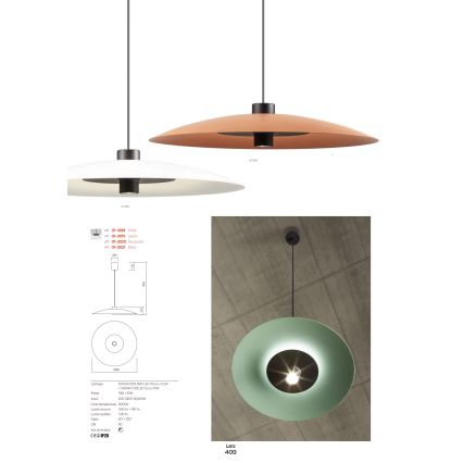 Redo 01-3020 - LARS LED-riippuvalaisin vaijerilla LED/14W/230V + LED/10W, halkaisija 60 cm, Ra 90, oranssi