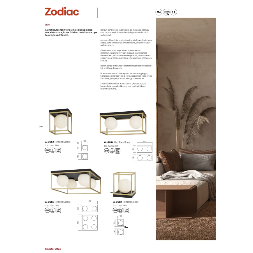 Redo 01-3054 - Kattovalo ZODIAC 2xE14/28W/230V