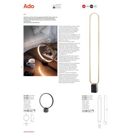 Redo 01-3063 - Himmennettävä LED-lattiavalaisin ADO LED/24W/230V musta
