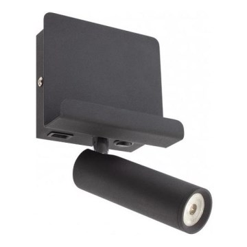 Redo 01-3084 - LED-seinävalaisin PANEL LED/3,5W/230V USB musta