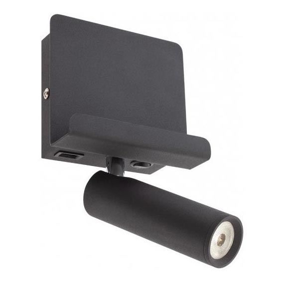 Redo 01-3084 - LED-seinävalaisin PANEL LED/3,5W/230V USB musta