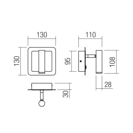 Redo 01-3092 - LED-seinävalaisin CLOSER LED/6W/230V musta