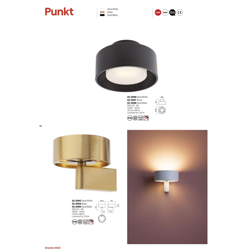 Redo 01-3096 - LED-kattovalaisin PUNKT LED/6W/230V valkoinen