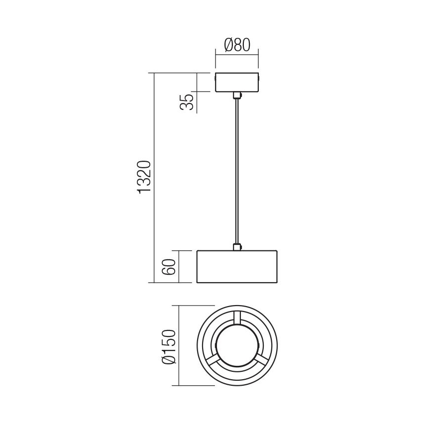 Redo 01-3099 - LED-kattokruunu johdossa PUNKT LED/6W/230V halkaisija 15 cm valkoinen