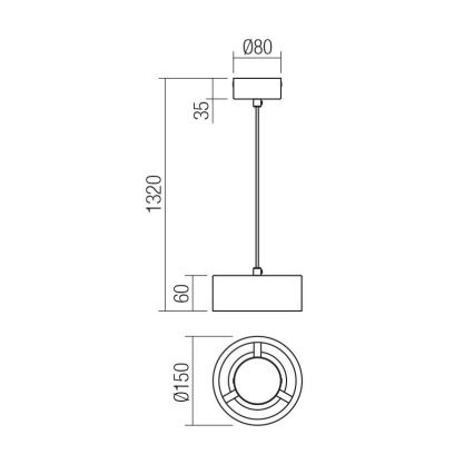 Redo 01-3100 - LED-kattokruunu johdossa PUNKT LED/6W/230V halkaisija 15 cm messinki