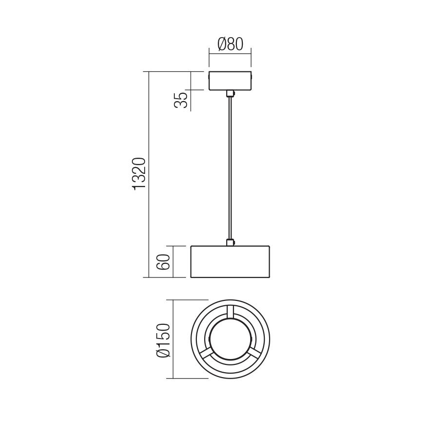 Redo 01-3100 - LED-kattokruunu johdossa PUNKT LED/6W/230V halkaisija 15 cm messinki