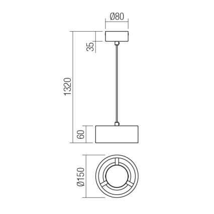 Redo 01-3101 - LED-kattokruunu johdossa PUNKT LED/6W/230V halkaisija 15 cm musta